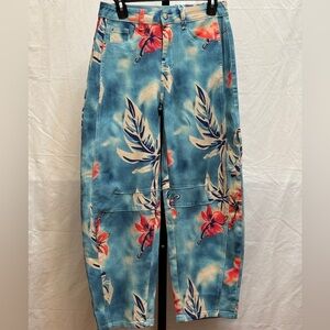 367 - Tropical Floral Women's Barrel Jeans